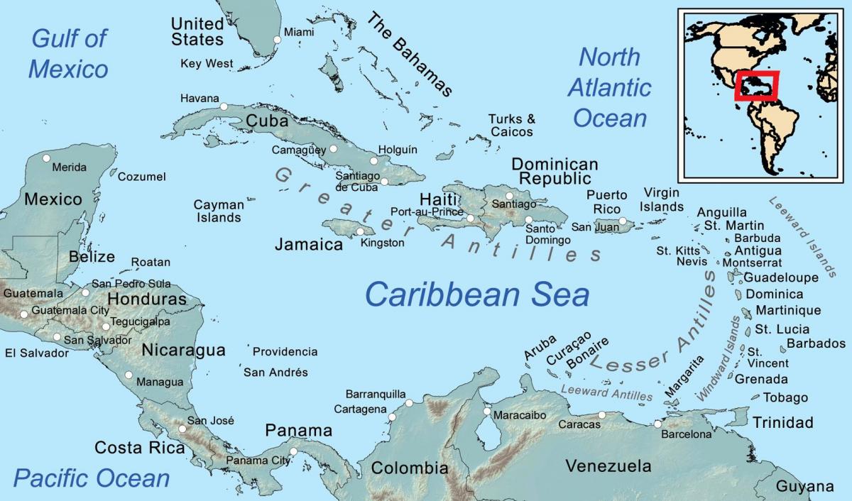 harta e xhamajkës dhe përreth ishujve