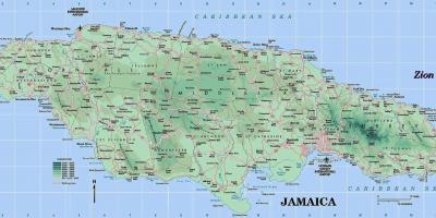 Fizike harta e xhamajkës treguar malet