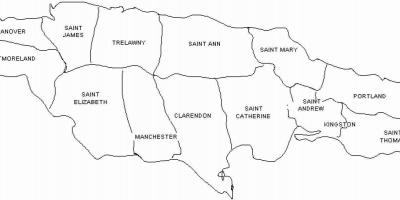 Jamaica hartë dhe parishes