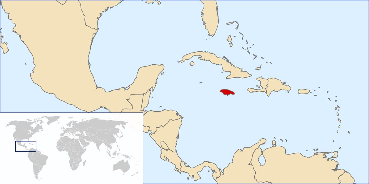 jamaica vend në hartë të botës