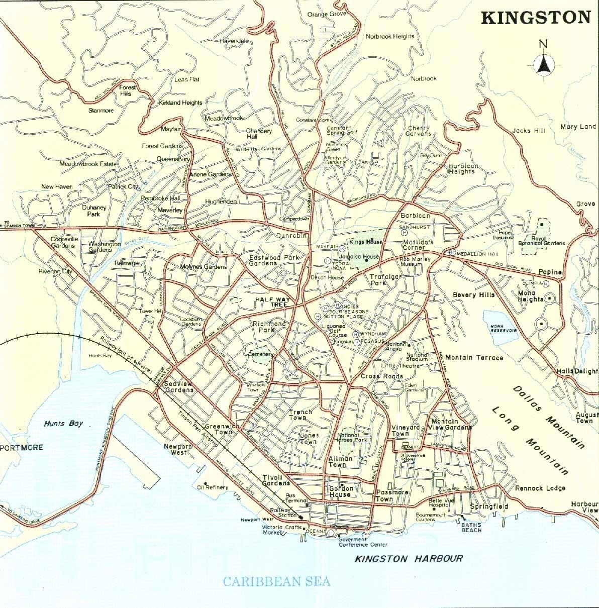 Harta e kingston jamaica lagjet e