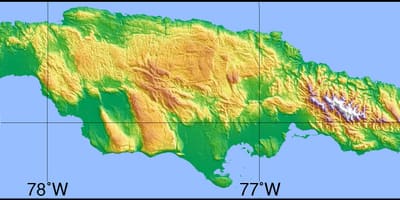 Harta e xhamajkës treguar malet, fushat dhe luginat