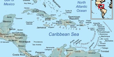 Jamaica në hartë e në karaibe
